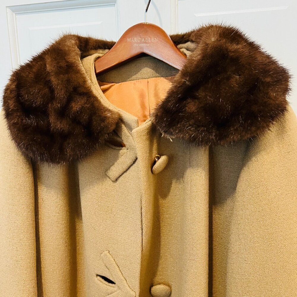 Vintage Wool Coat with Mink Collar Union USA Made- Size Medium - Picture 16 of 16